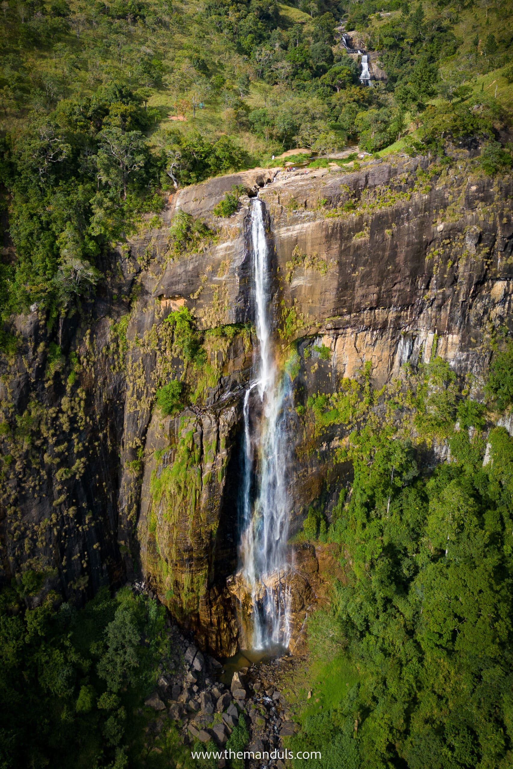 Diyaluma Falls Ella Sri Lanka second highest waterfall in sri lanka upper diyaluma waterfall best things to do in sri lanka diyaluma waterfall hike drone photo diyaluma falls ella