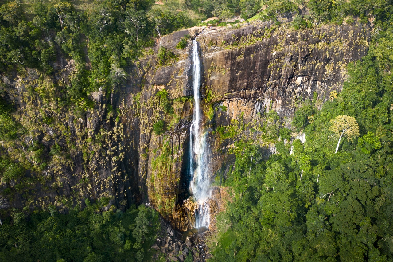 Diyaluma Falls Ella Sri Lanka second highest waterfall in sri lanka upper diyaluma waterfall best things to do in sri lanka diyaluma waterfall hike drone photo