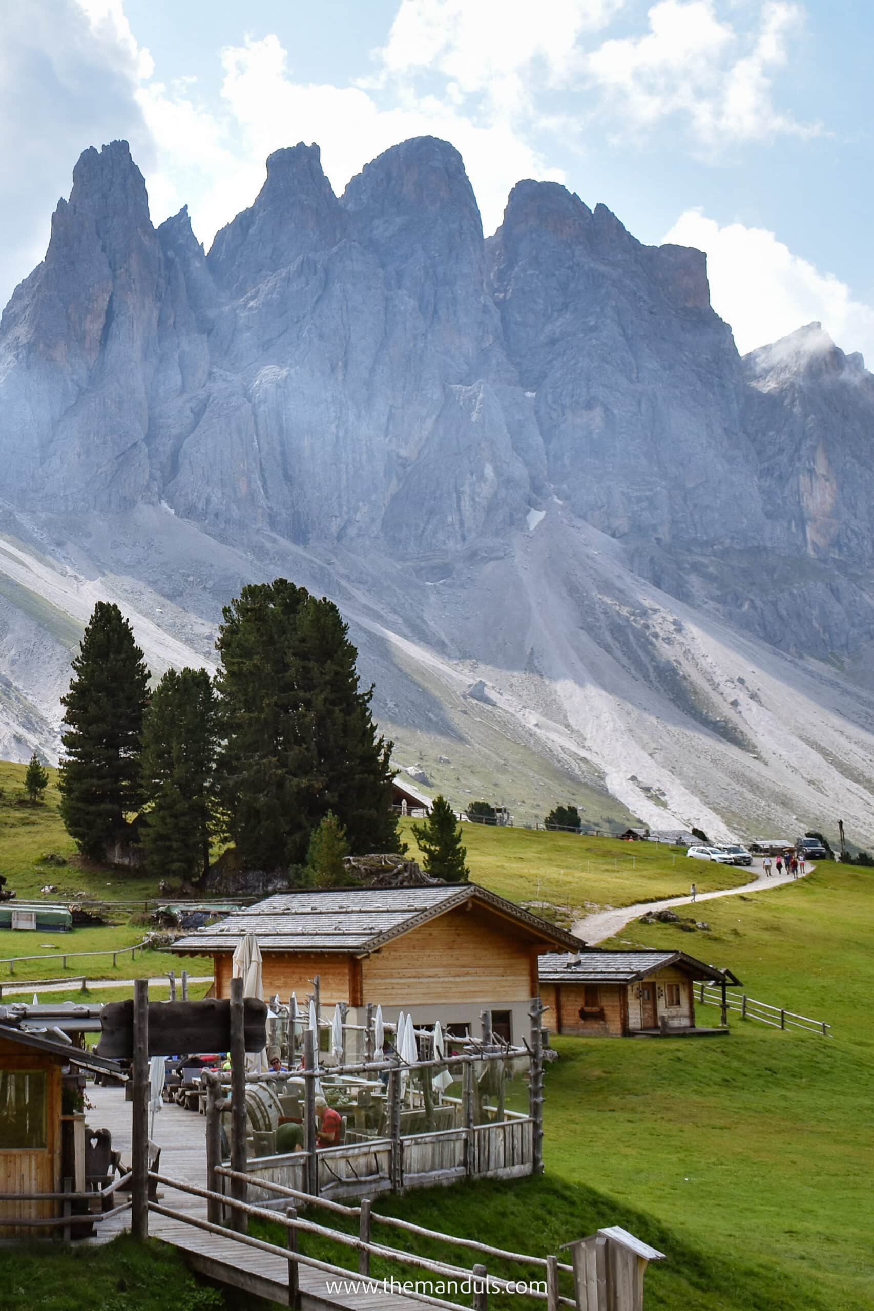 Rifugio delle Odle Adolf Munkel Weg Geisler Alm Italian Dolomites Val di Funes Key Highlights ⭐️ Best time to visit: summer ⭐️ How to get there: cable car from Col Raiser or Ortisei / hike ⭐️Ticket price: from 45€ (return adult ticket) ⭐️ Where to stay: Val Gardena ⭐️Visit nearby: Alpe di Siusi, Santa Maddalena, Geisler Alm ⭐️What to pack: raincoat, camera, sunscreen, water