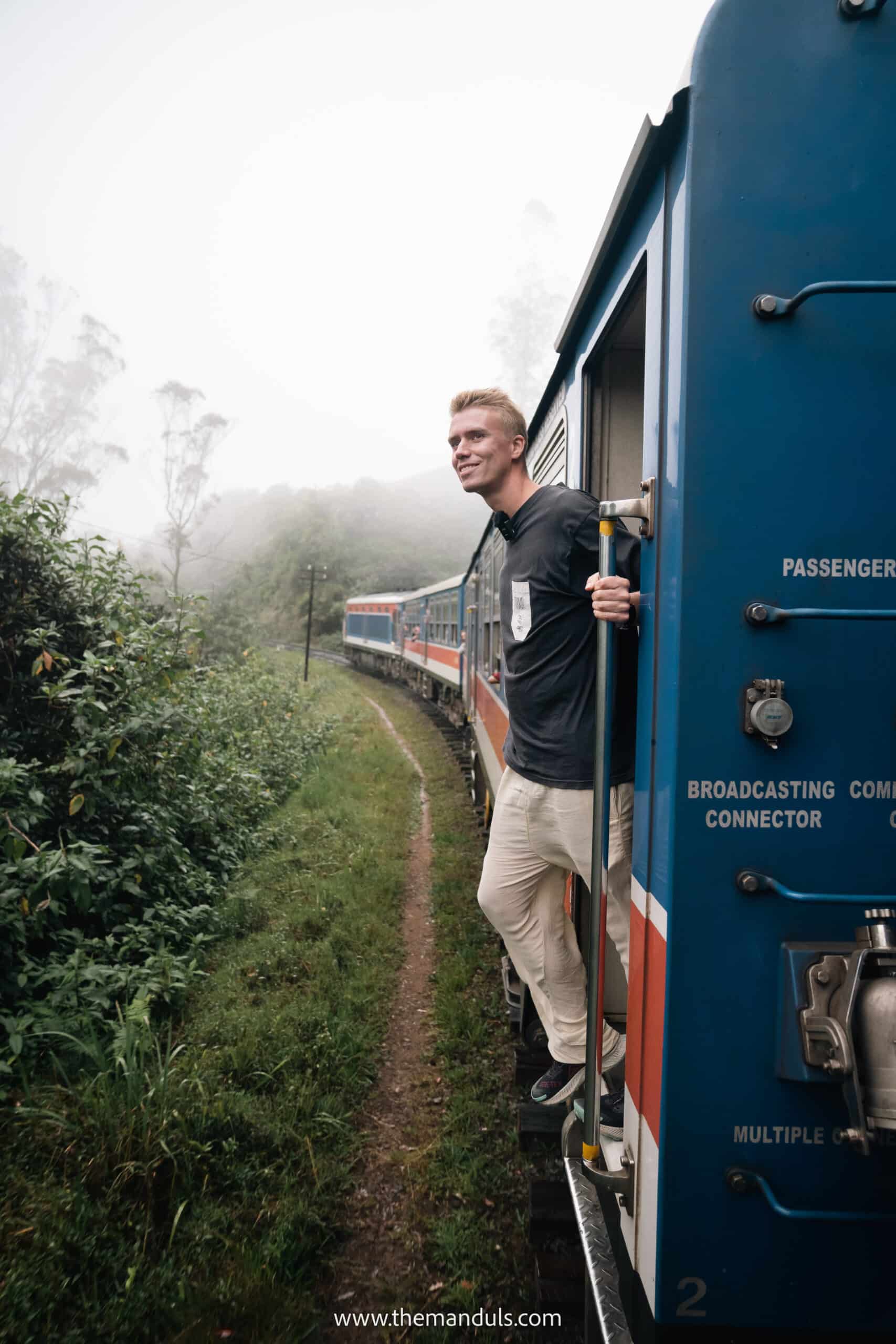 Kandy to Ella train Sri Lanka train ride open door