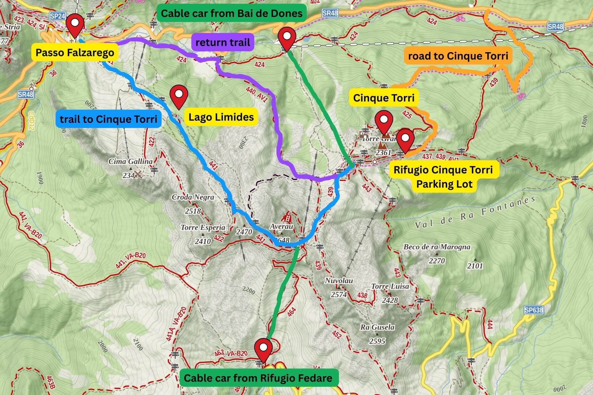 Map of Cinque Torri