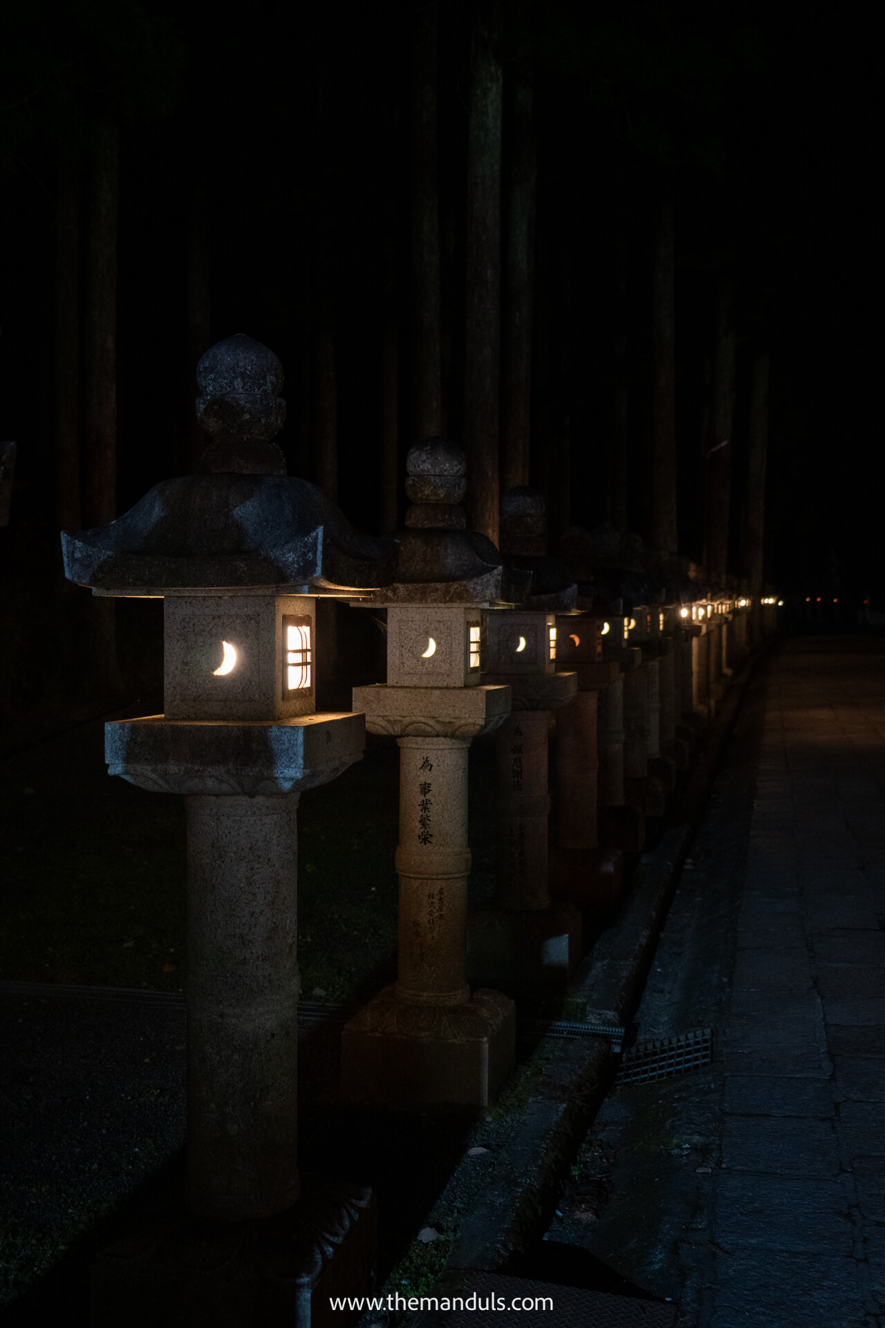 Koyasan Okunoin cemetary at night