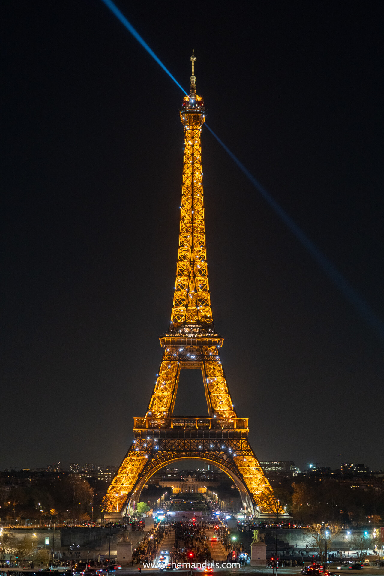 Eiffel Tower sparkling at night Paris