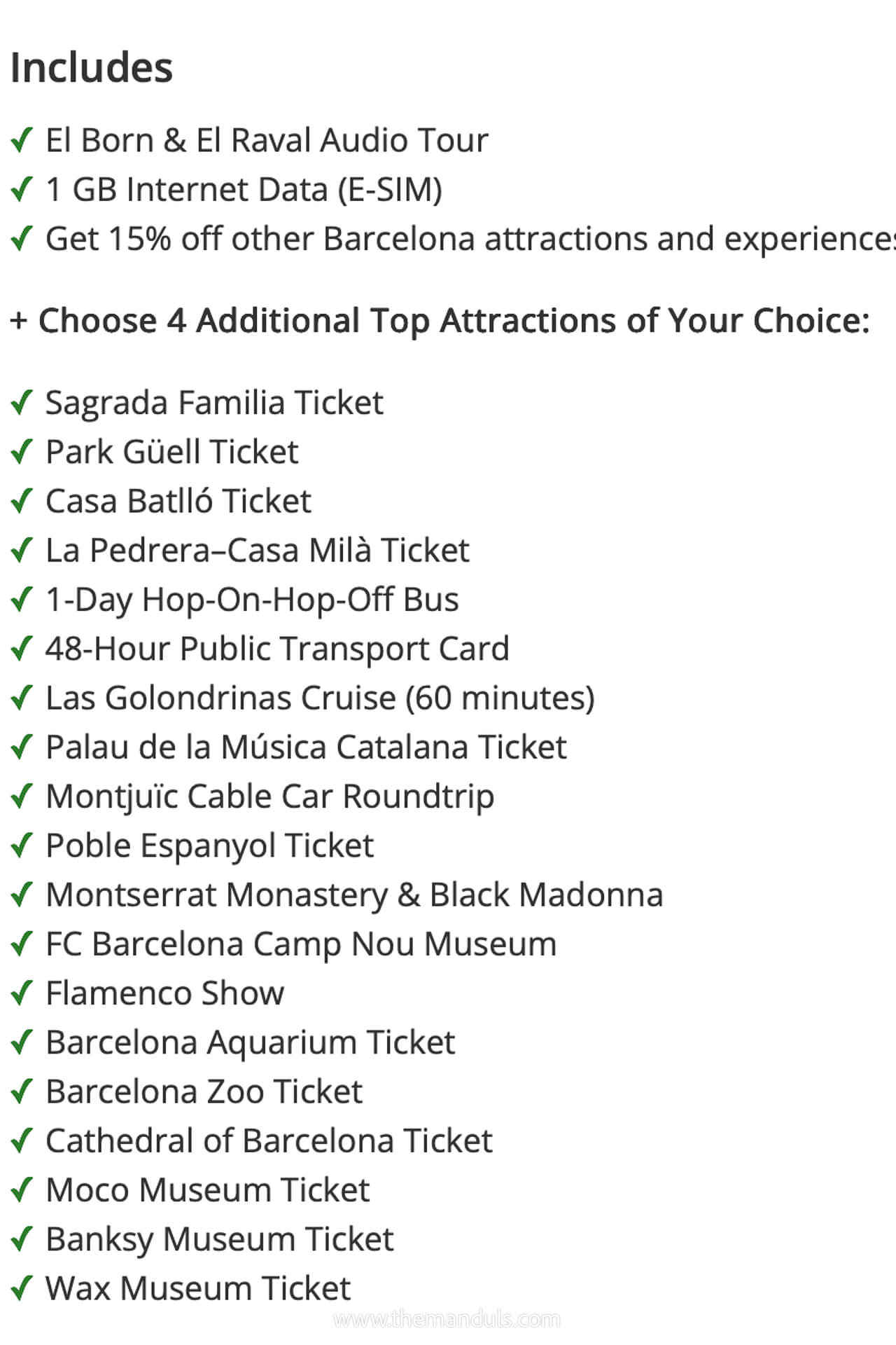 Megapass Barcelona City Pass Premium 2 Megapass Barcelona City Pass Premium