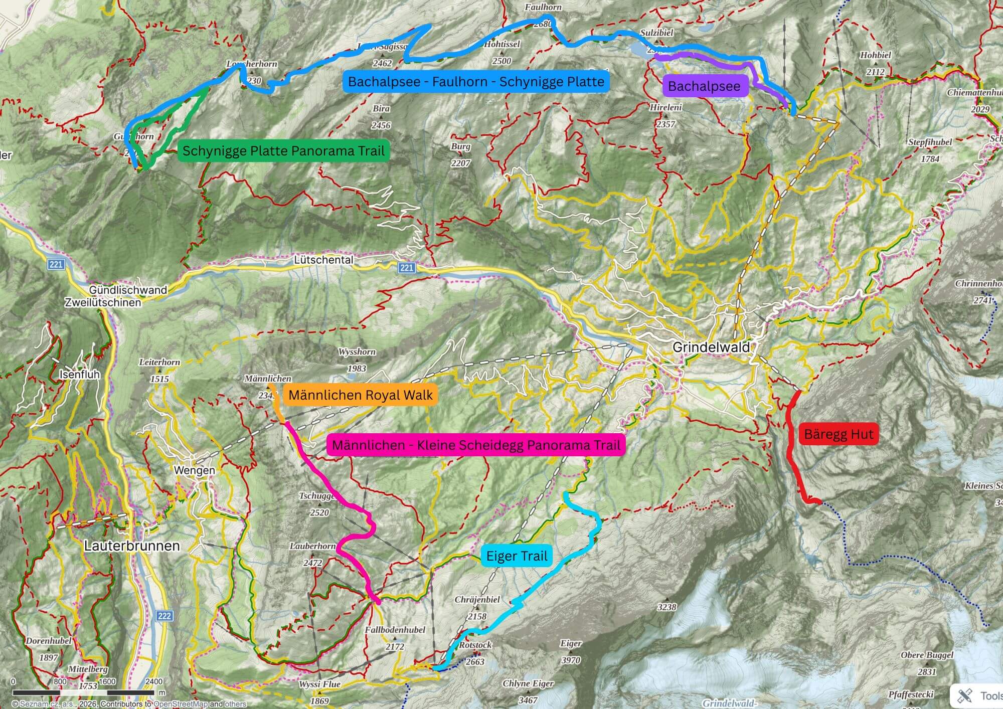 best hikes in grindelwald map